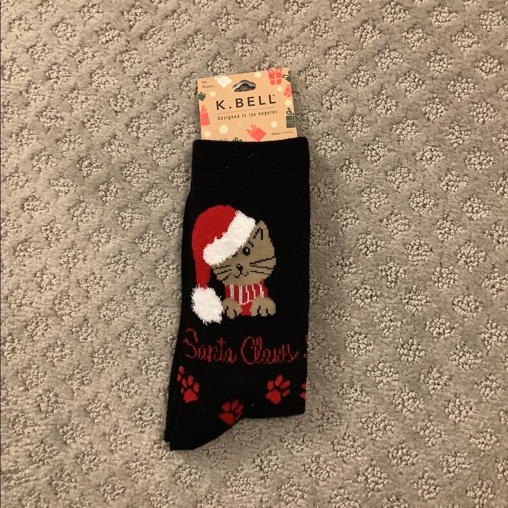 Santa kitty socks